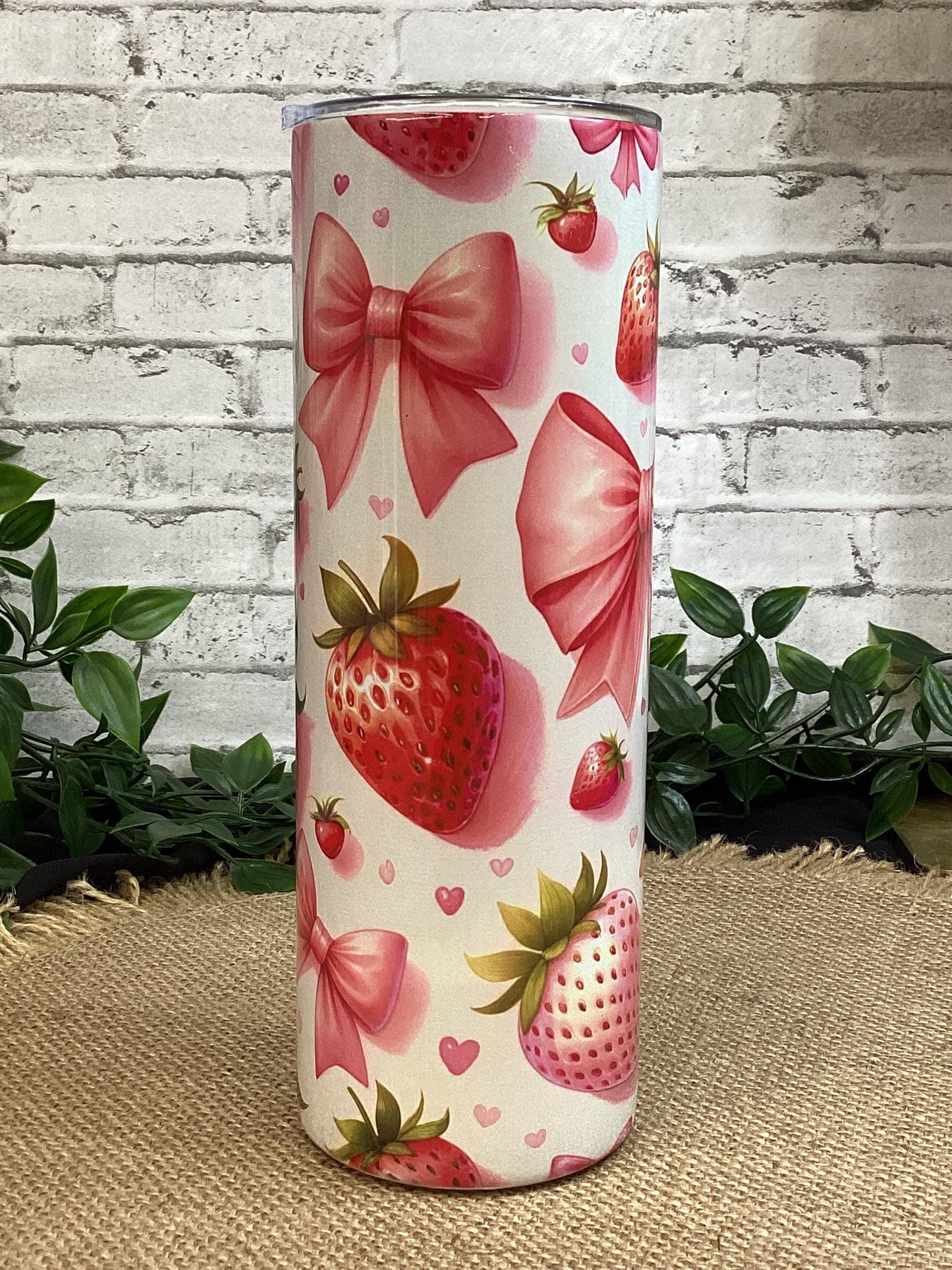 Strawberry and Pink Tumbler 20 oz