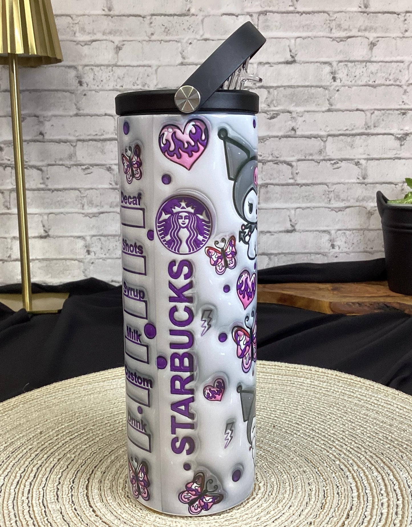 Purple Kitty Inflated 20 oz Tumbler. 3D