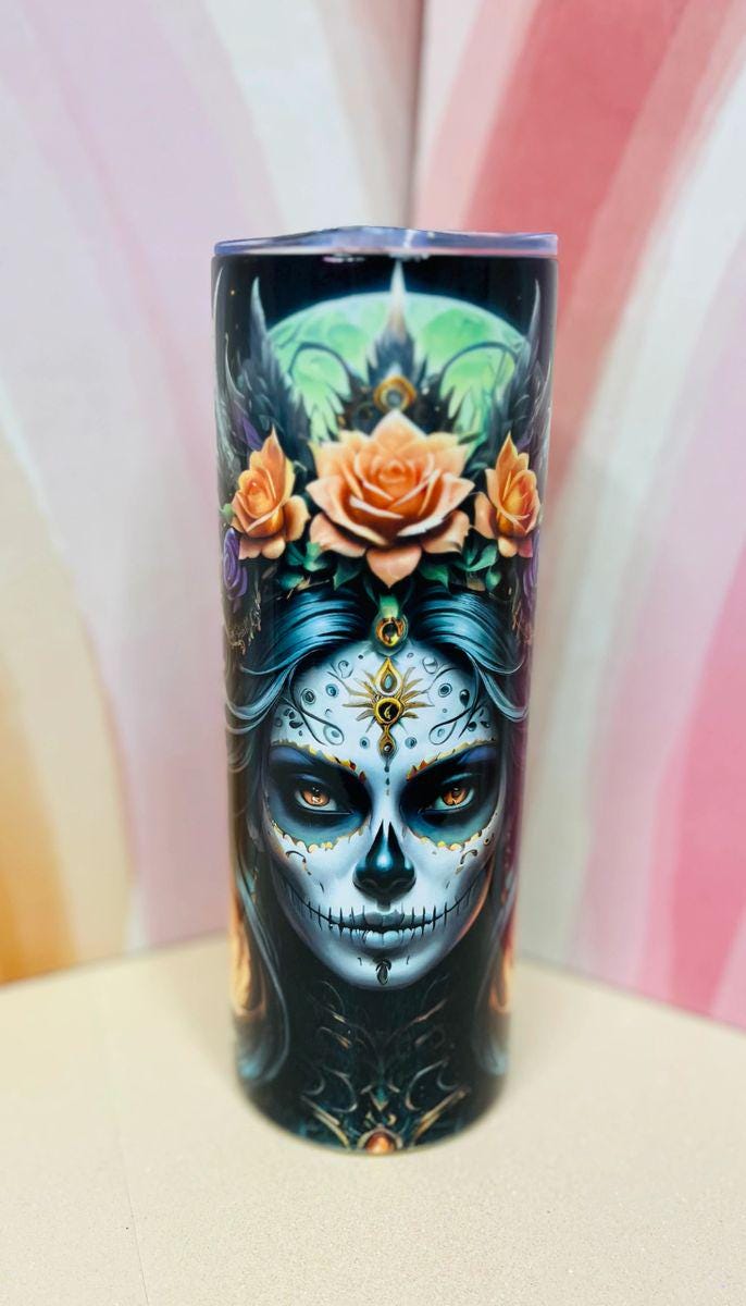 Mexican sugar skull tumbler 20 oz