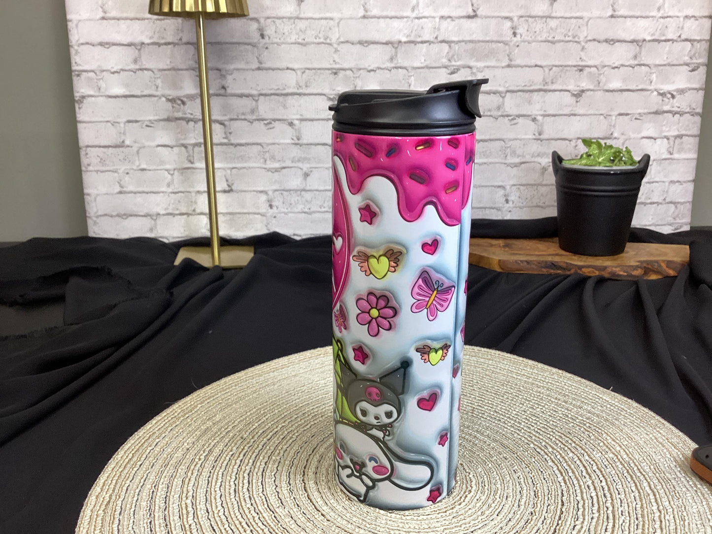 Pink Kitty Inflated 20 oz Tumbler. 3D Kuromi Tumbler