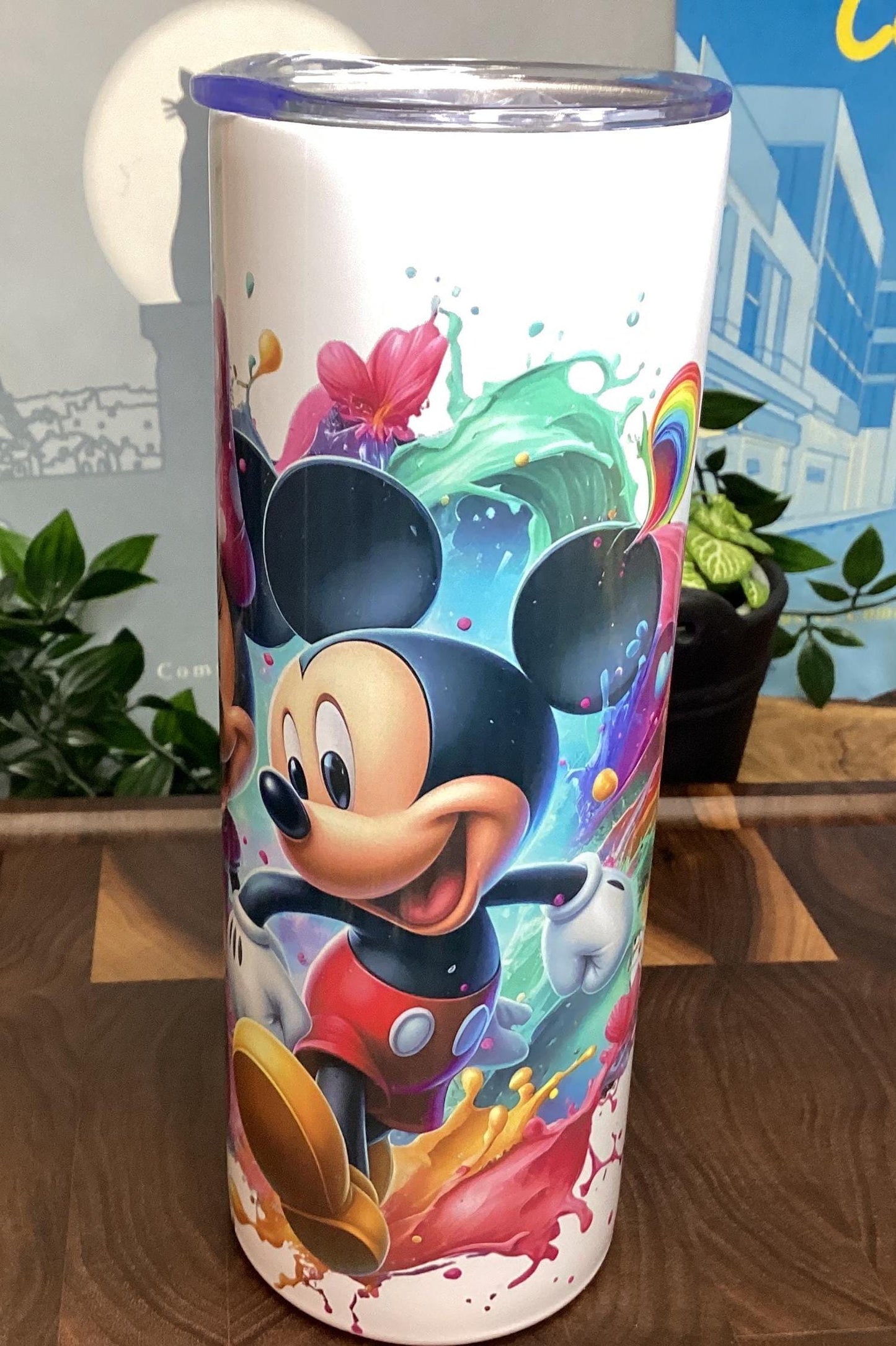 20 oz Tumbler with cartoon characters Watercolor Splash 20 oz stainless steel w/straw