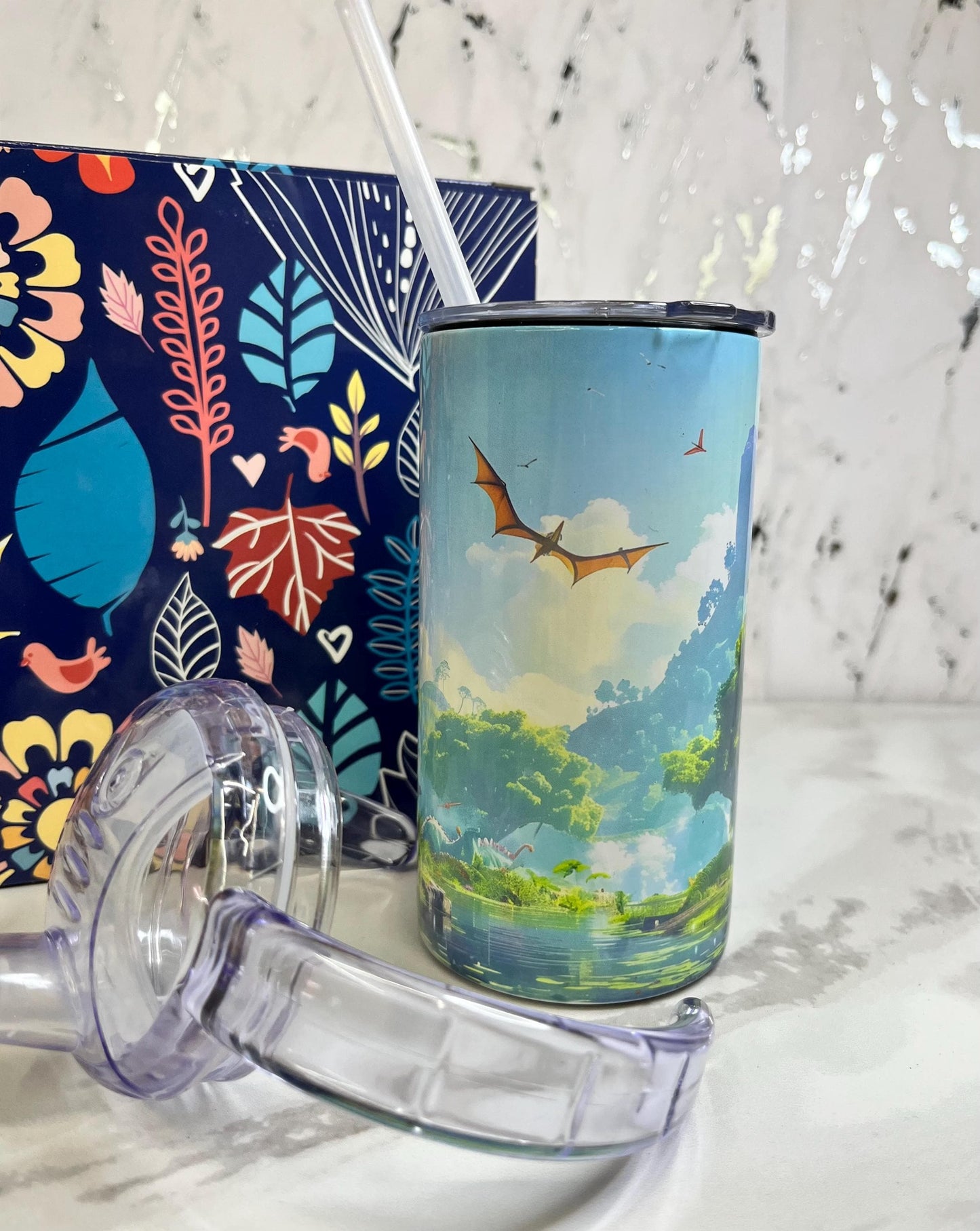 Dinosaurs 12 oz Kids Flip Top Sippy Cup Tumbler