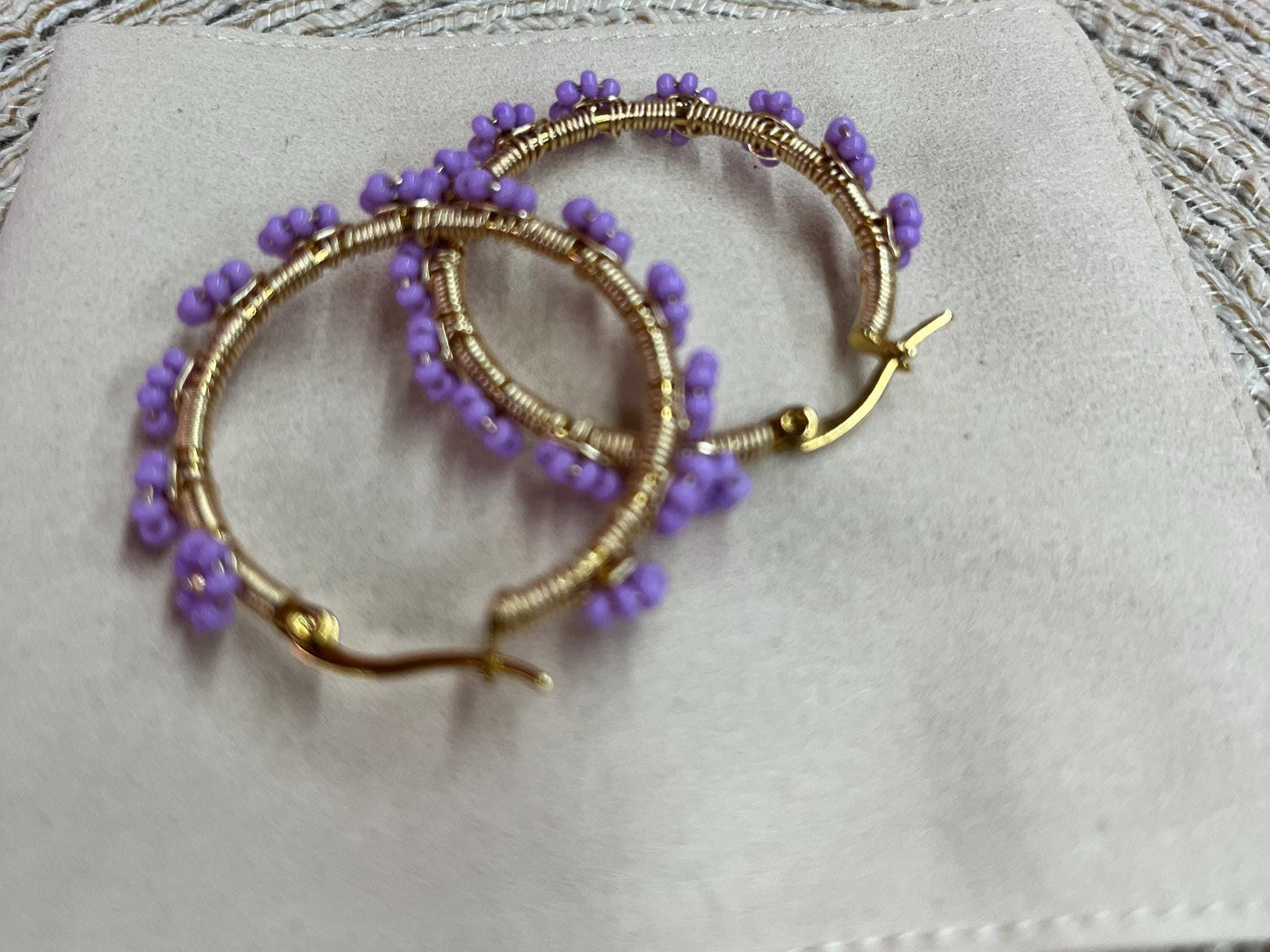 Beautiful Small Purple Flower Beaded Earrings