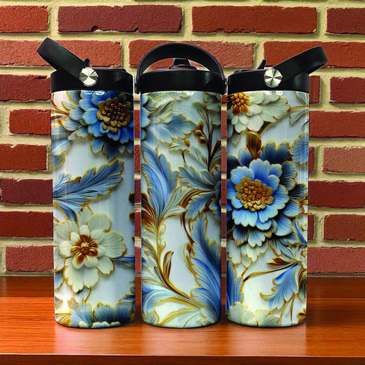 20 oz tumler sublimated with beautiful 3D flowers
