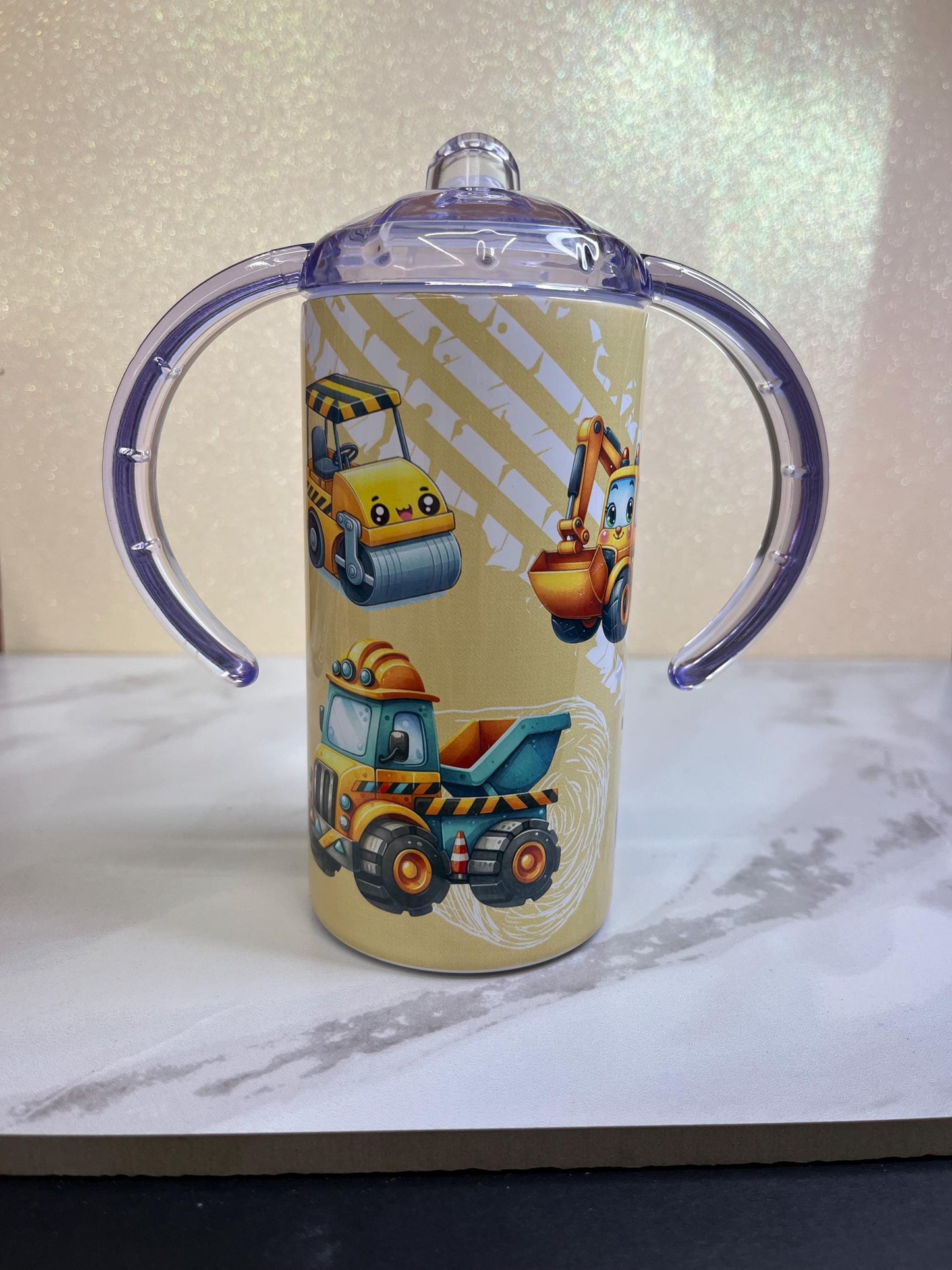 Construction Truck Sippy Cup: 12 oz Children's Tumbler