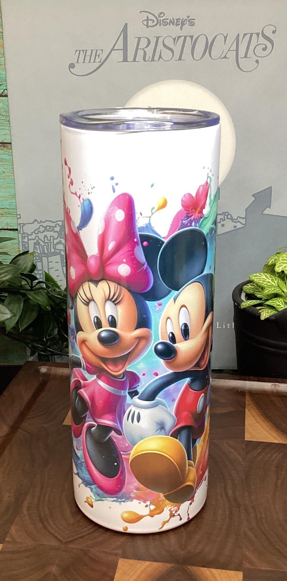 20 oz Tumbler with cartoon characters Watercolor Splash 20 oz stainless steel w/straw
