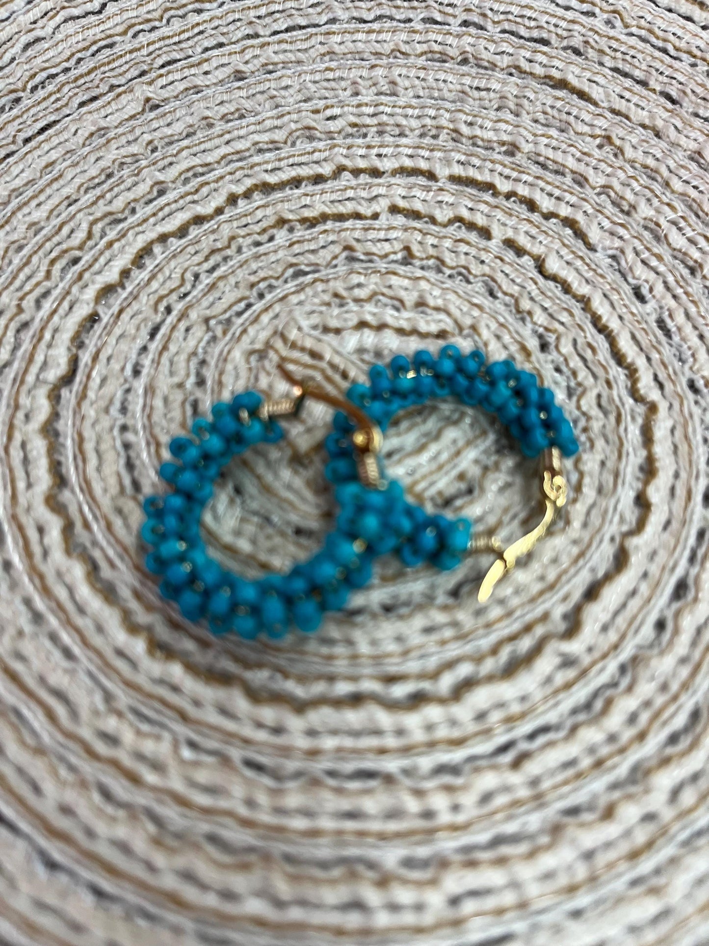Colorful Turquoise Beaded Hoop Earrings: Elegant Jewelry