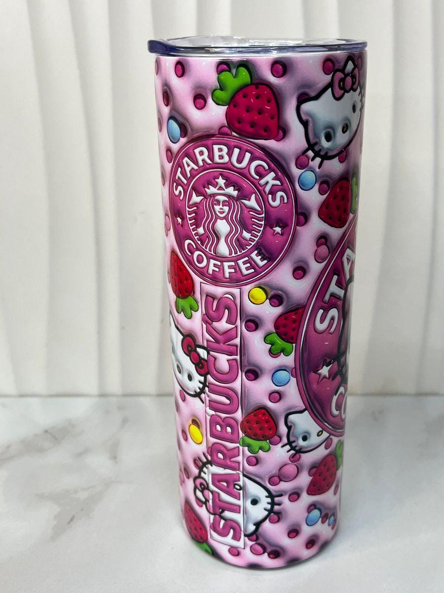 Pink Hello Kitty Tumbler: Strawberry Coffee Cup 20 oz