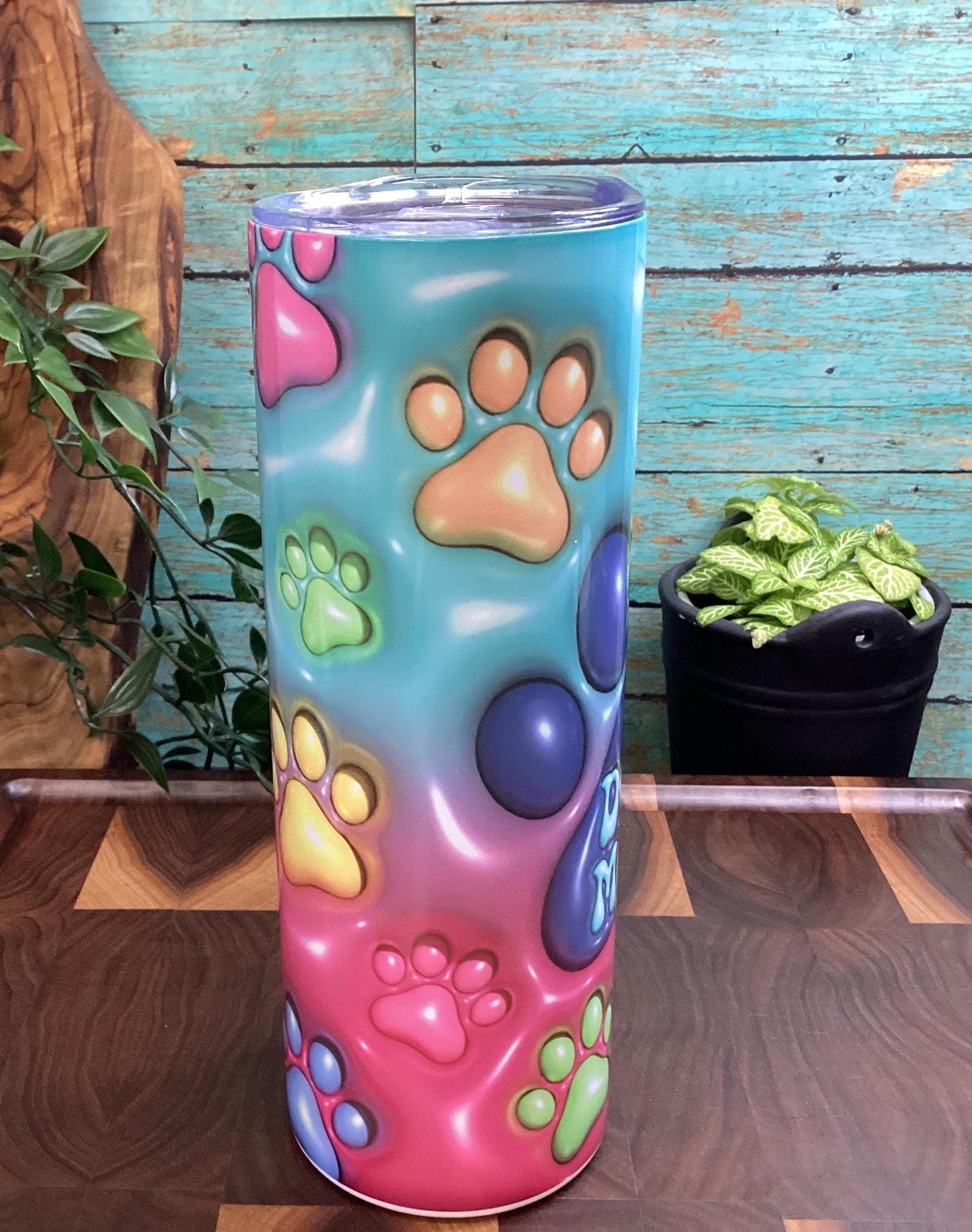 Dog Mom Tumbler: Puffy Paw Print 20 oz Sublimation