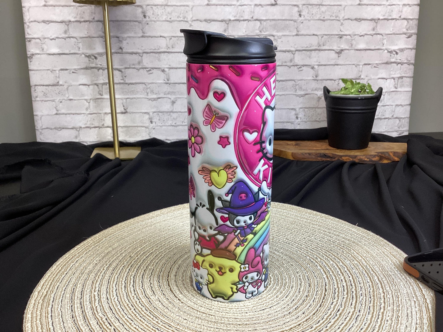 Pink Kitty Inflated 20 oz Tumbler. 3D Kuromi Tumbler