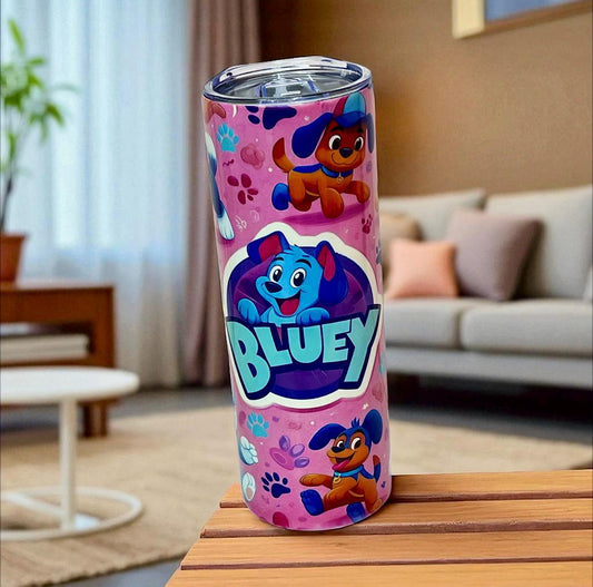 Bluey Dog Design Tumbler - Pink 20 oz