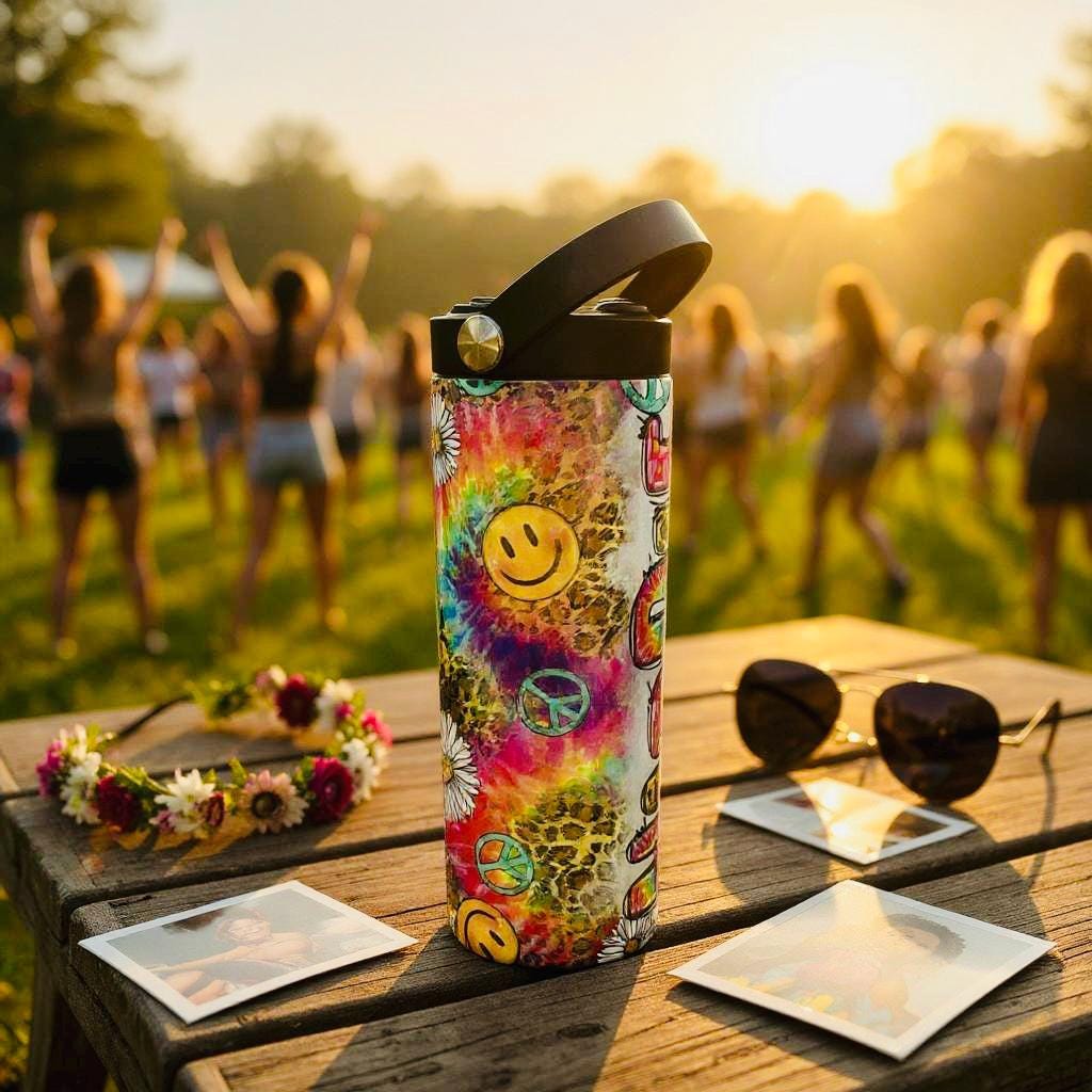 Retro Hippie Tumbler: 1970s Style, 20 oz