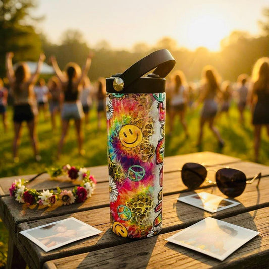 Retro Hippie Tumbler: 1970s Style, 20 oz