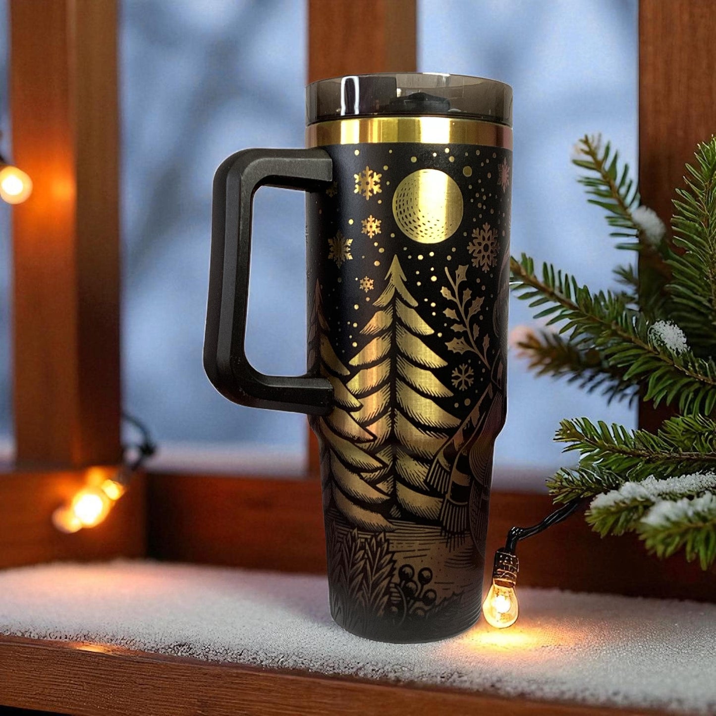 Rainbow Snowman Tumbler: Laser Engraved Happy Holidays 30 oz