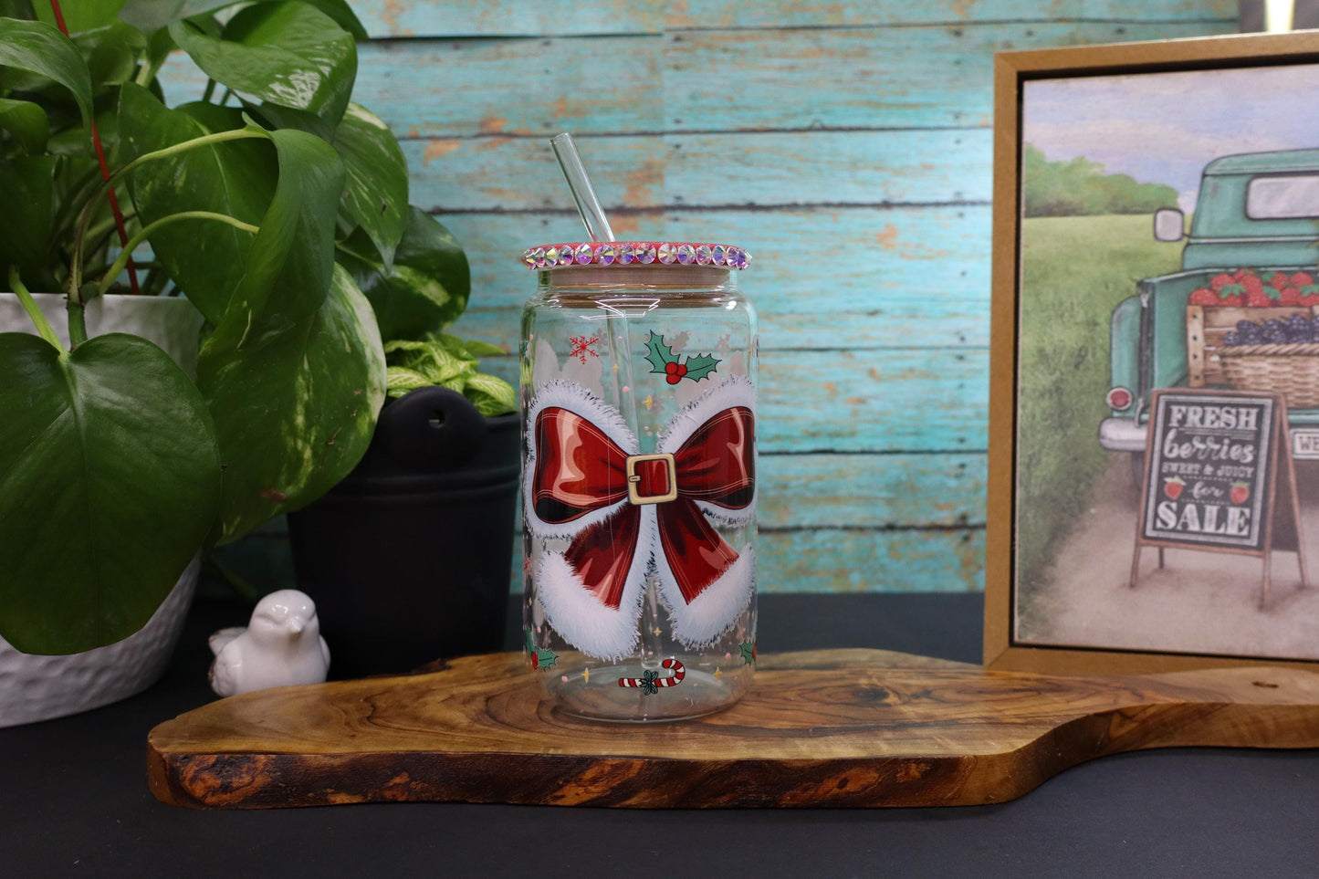 Red Bow Glass Mug