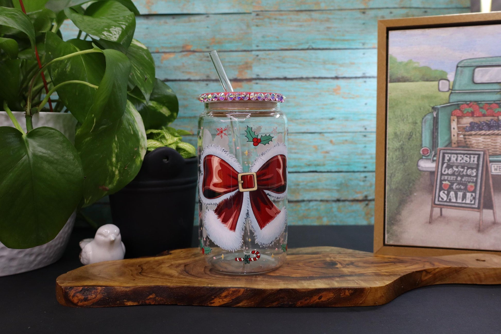 Red Bow Glass Mug