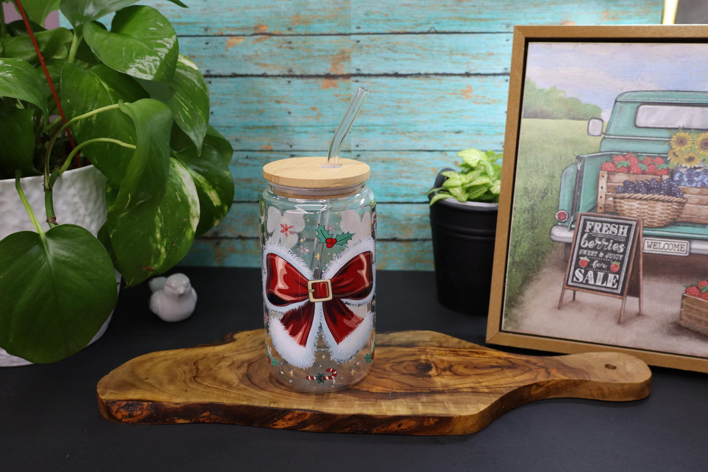Red Bow Glass Mug