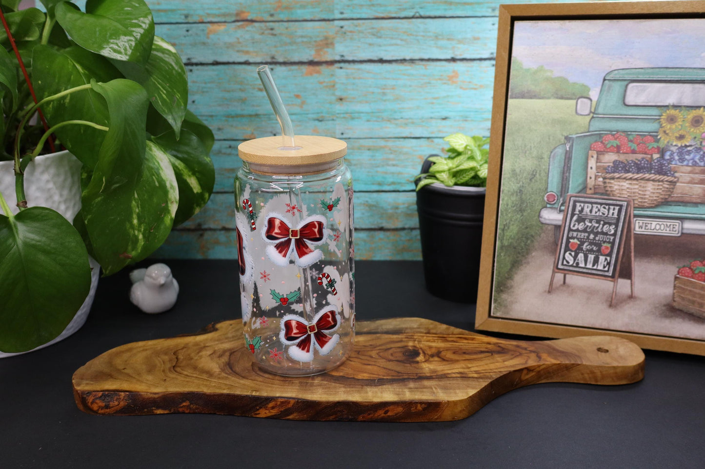 Red Bow Glass Mug