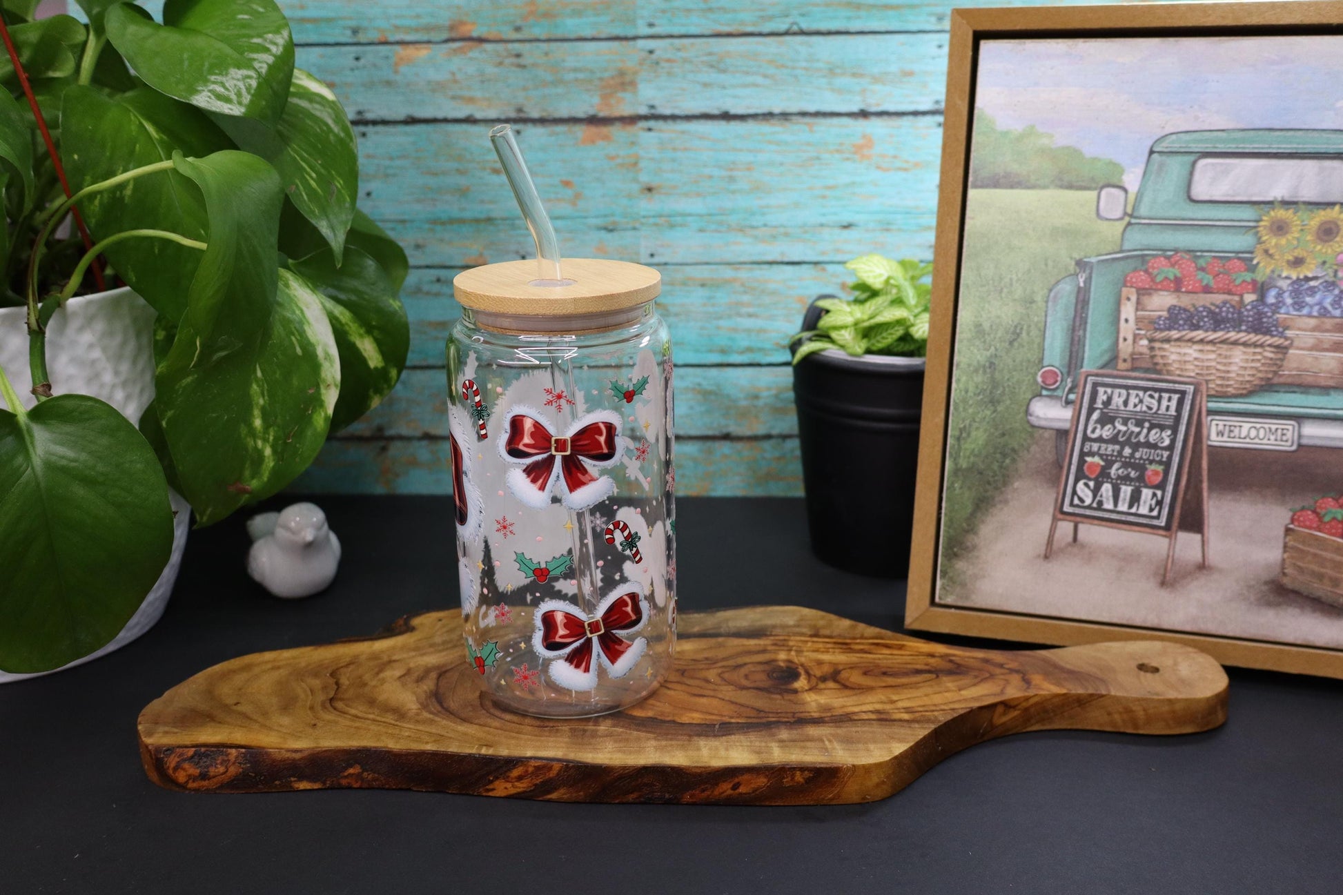 Red Bow Glass Mug