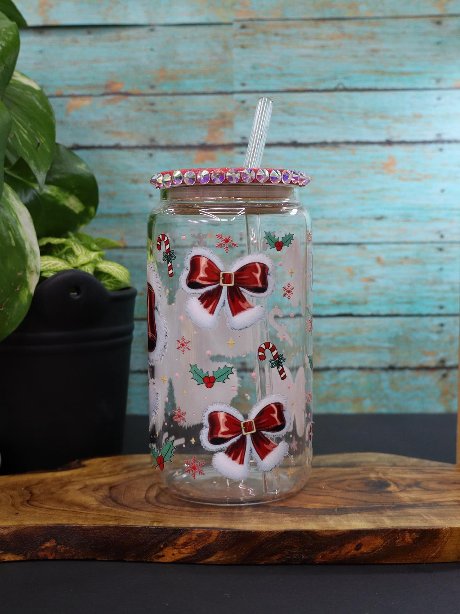 Red Bow Glass Mug