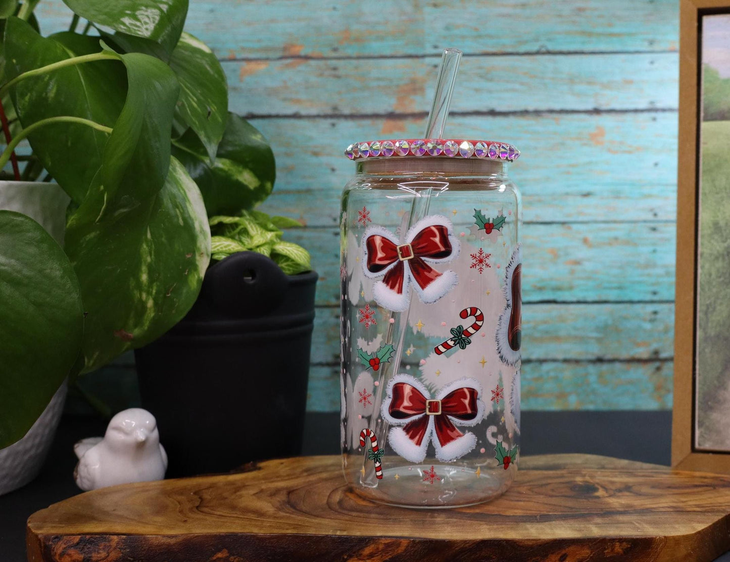 Red Bow Glass Mug