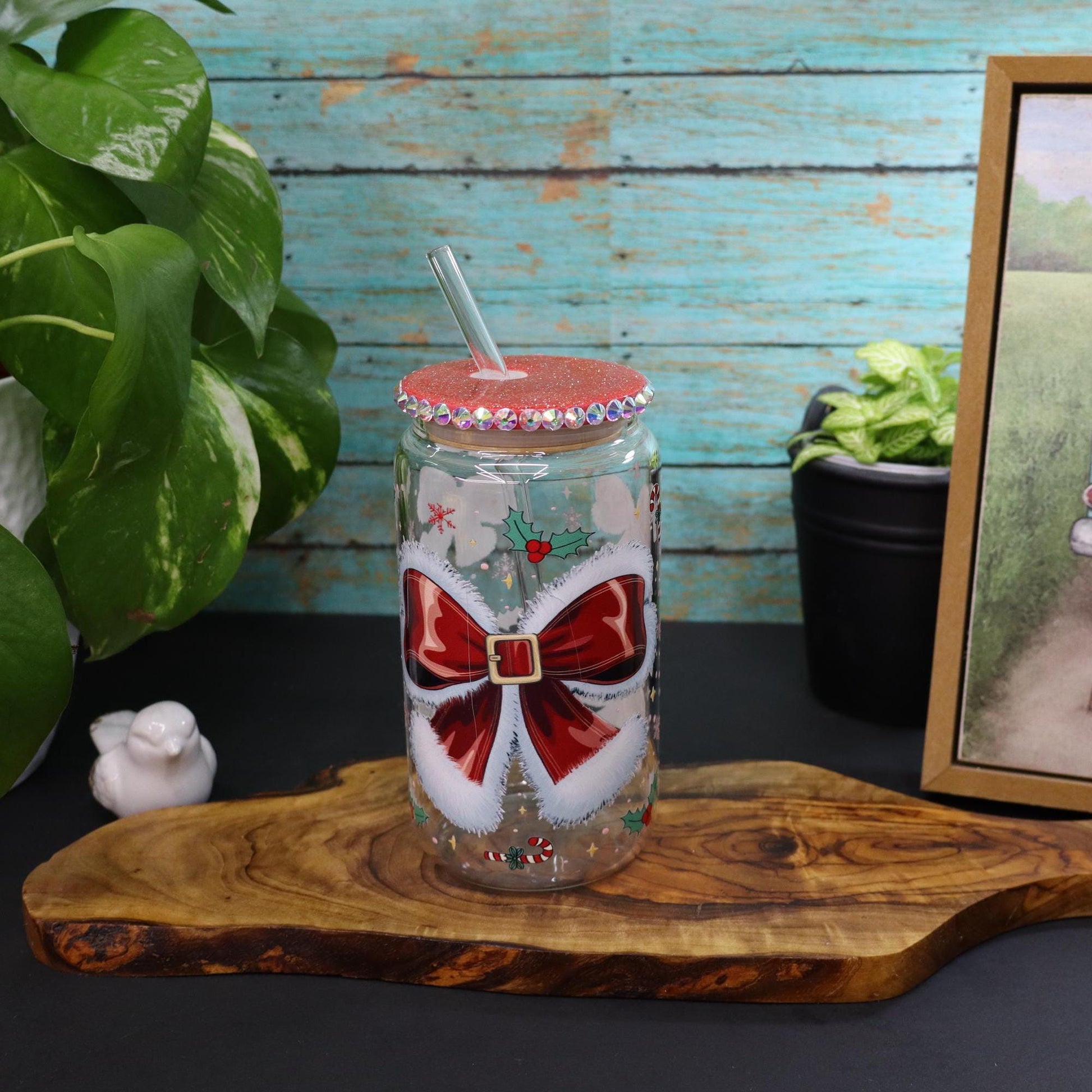Red Bow Glass Mug