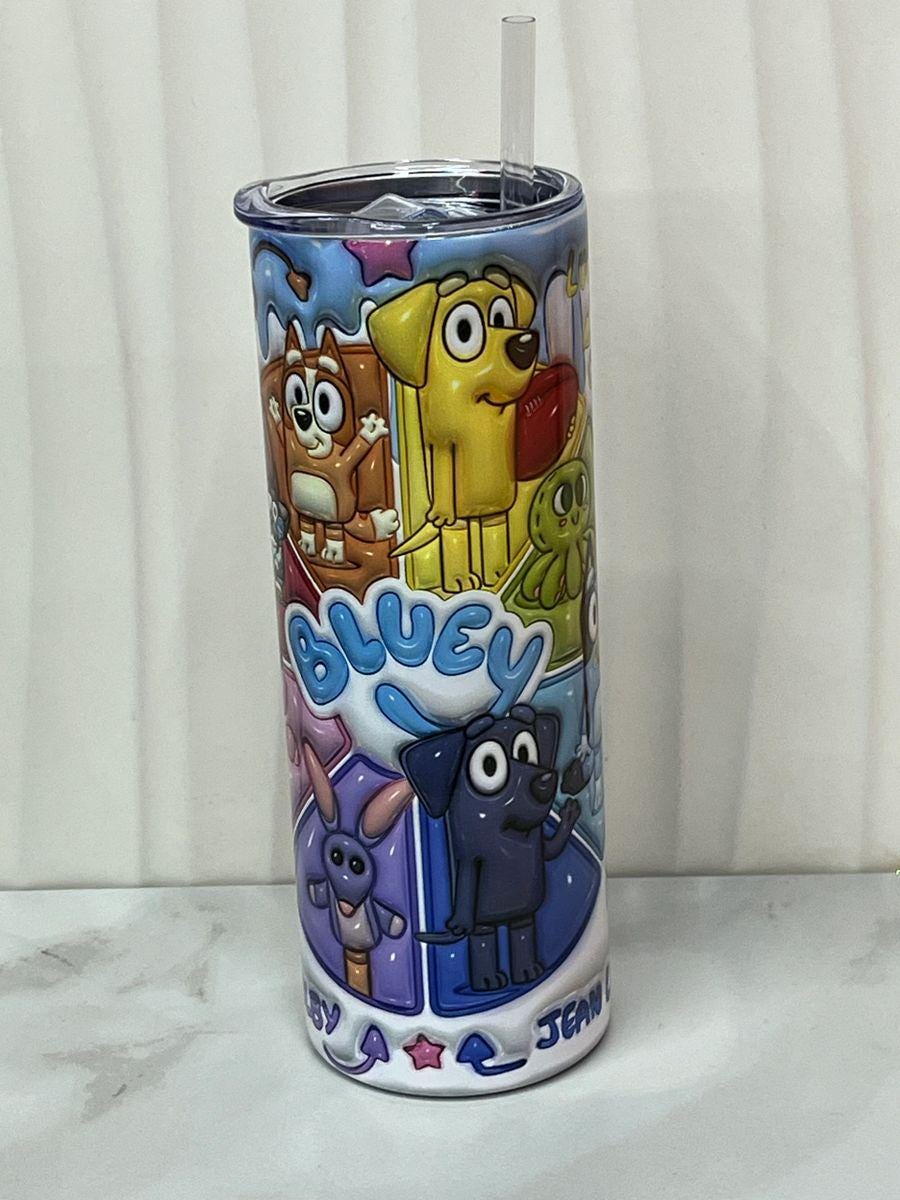 Bluey Tumbler 20 oz: Cartoon Dog Fan Gift