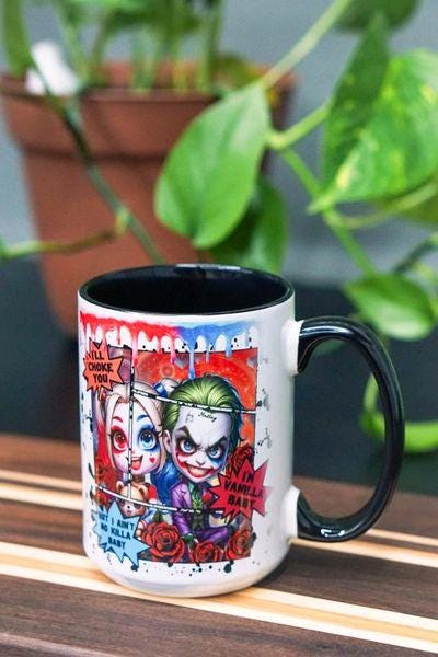 Joker and Harley 15 oz Black/White Mug