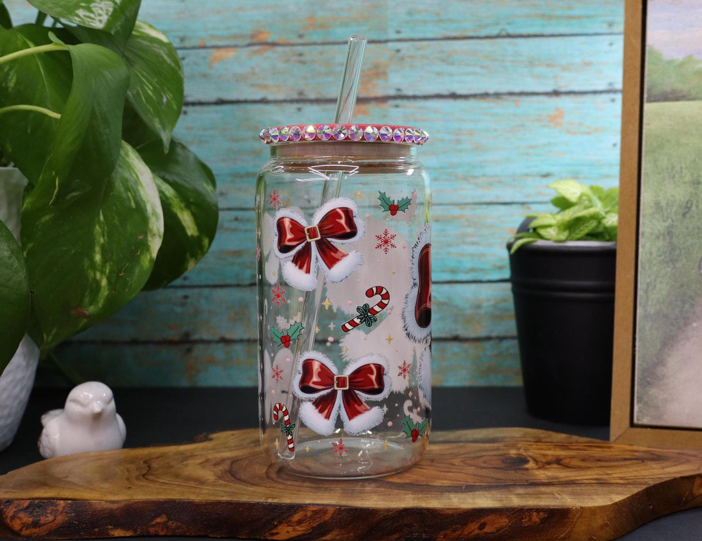 Red Bow Glass Mug