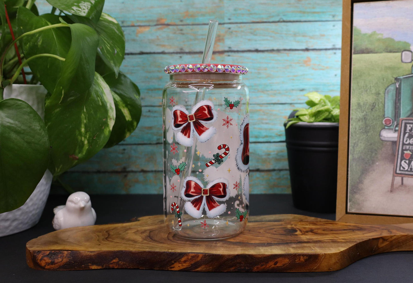 Red Bow Glass Mug