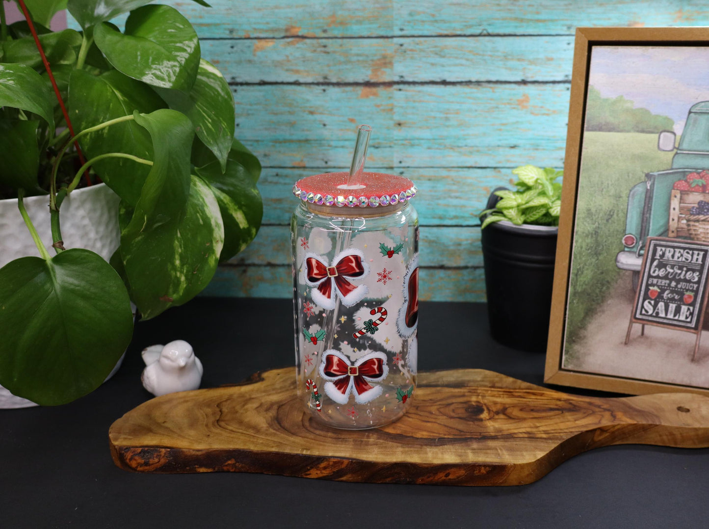 Red Bow Glass Mug
