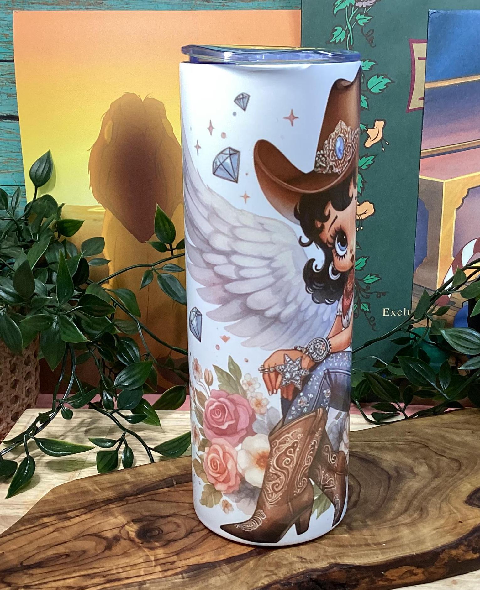 Betty Boop Cowgirl 20oz Tumbler: Adorable Angelic Design