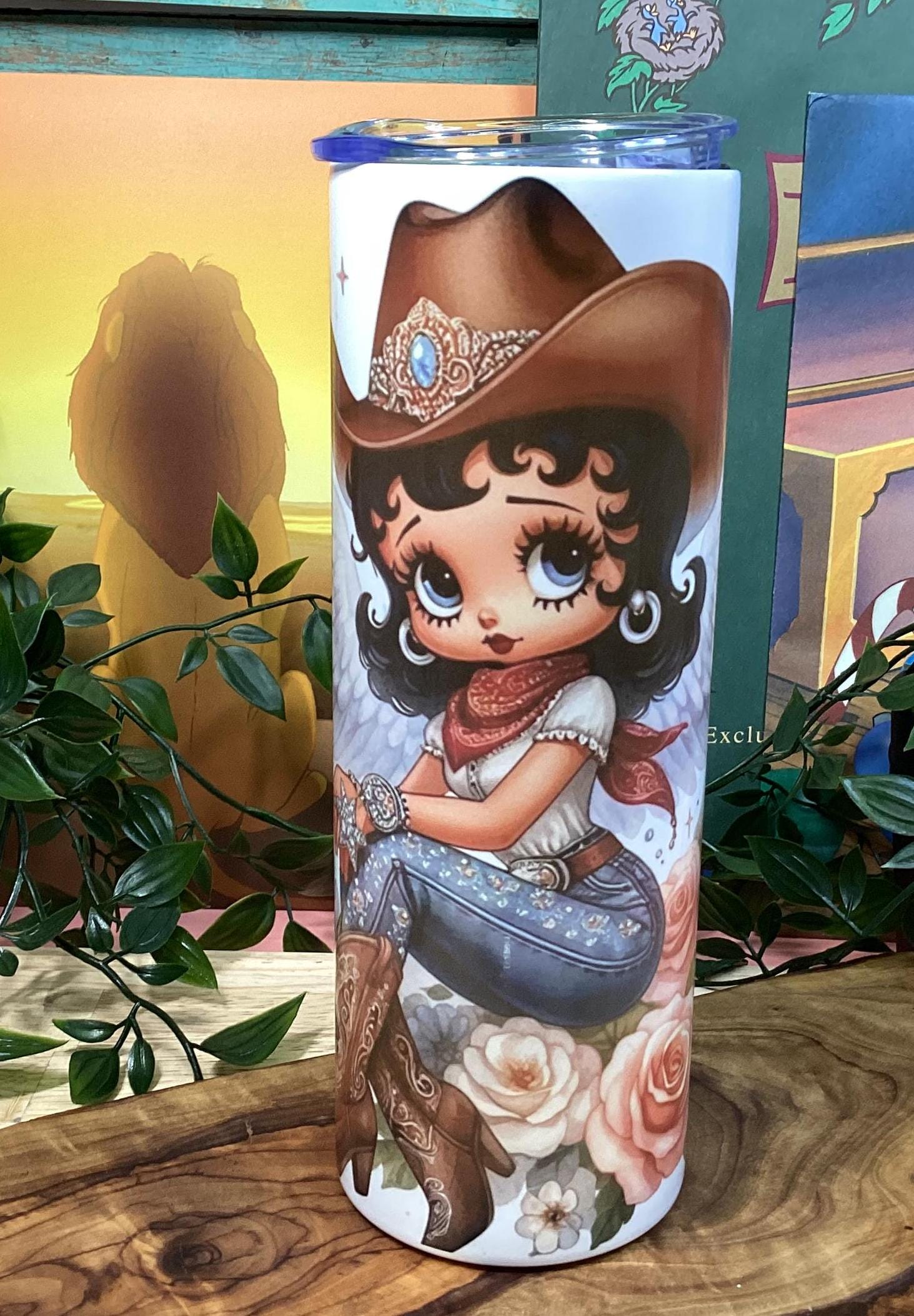 Betty Boop Cowgirl 20oz Tumbler: Adorable Angelic Design