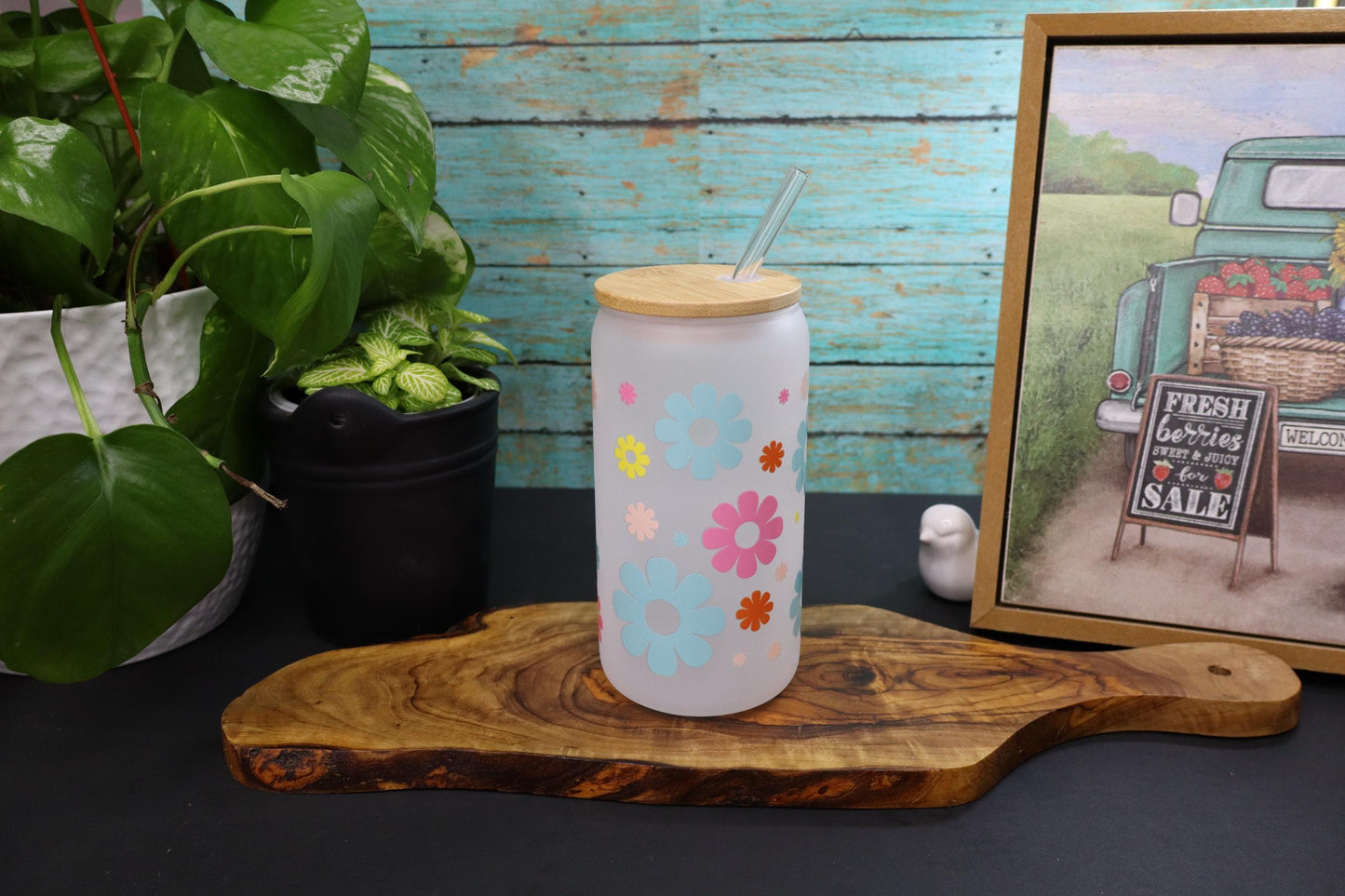 Glass mug  with straw