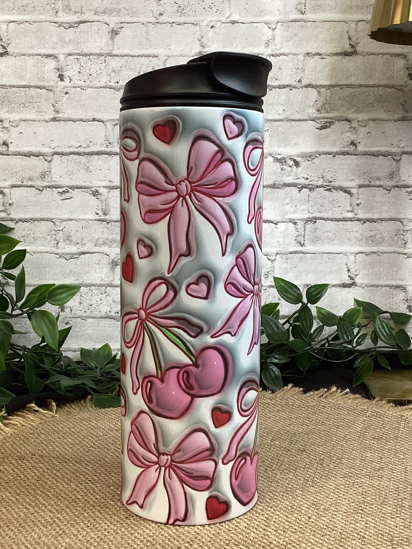 Bow Heart Pink Coquette Tumbler 20 oz