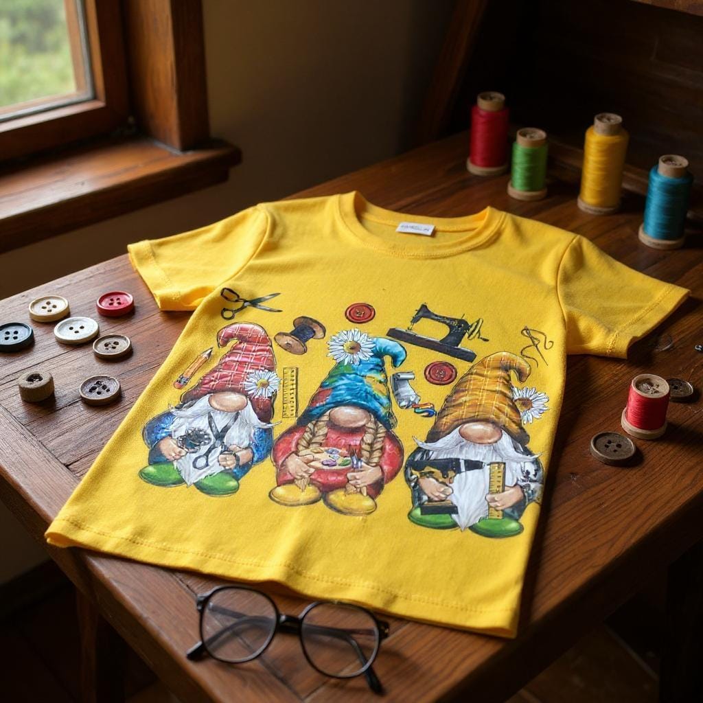 Cute Yellow Draft sewing T-shirt XL Youth size