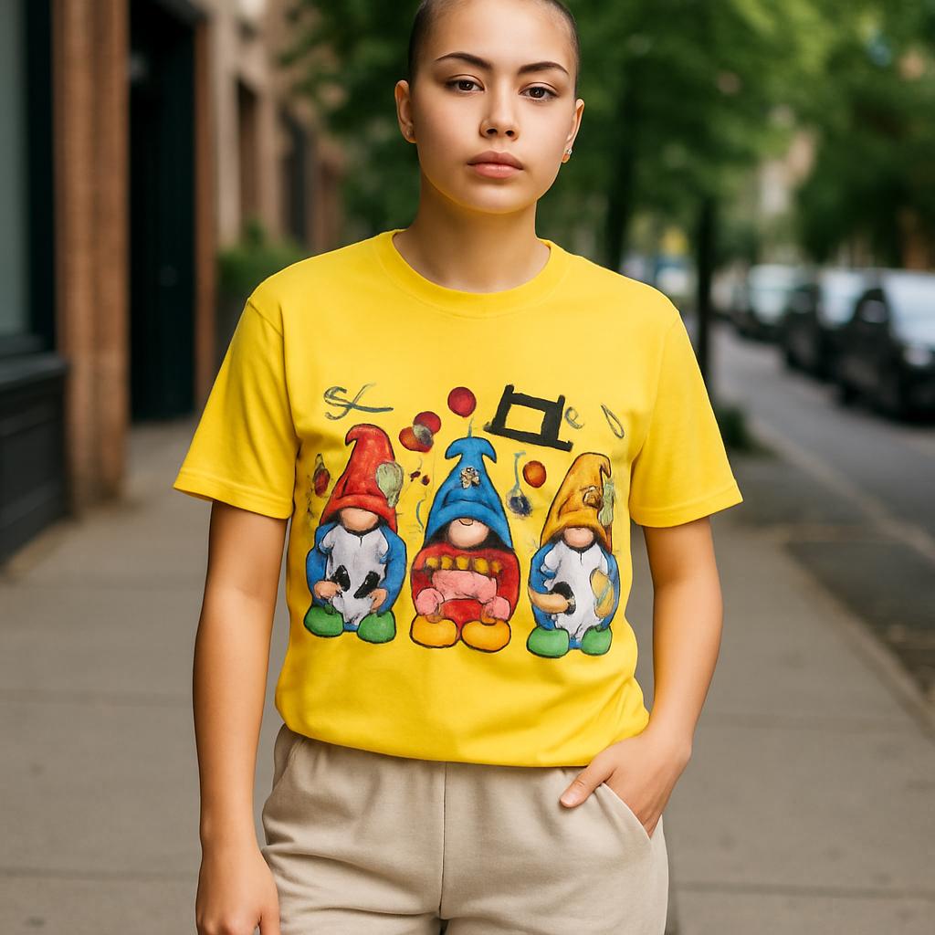 Cute Yellow Draft sewing T-shirt XL Youth size