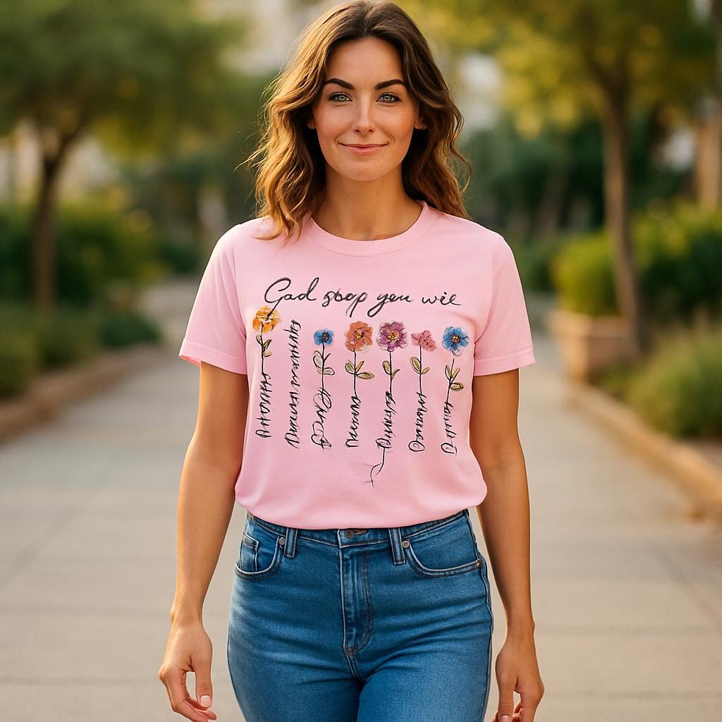 Inspirational Pink Floral T-Shirt: God Says You Are - Size M