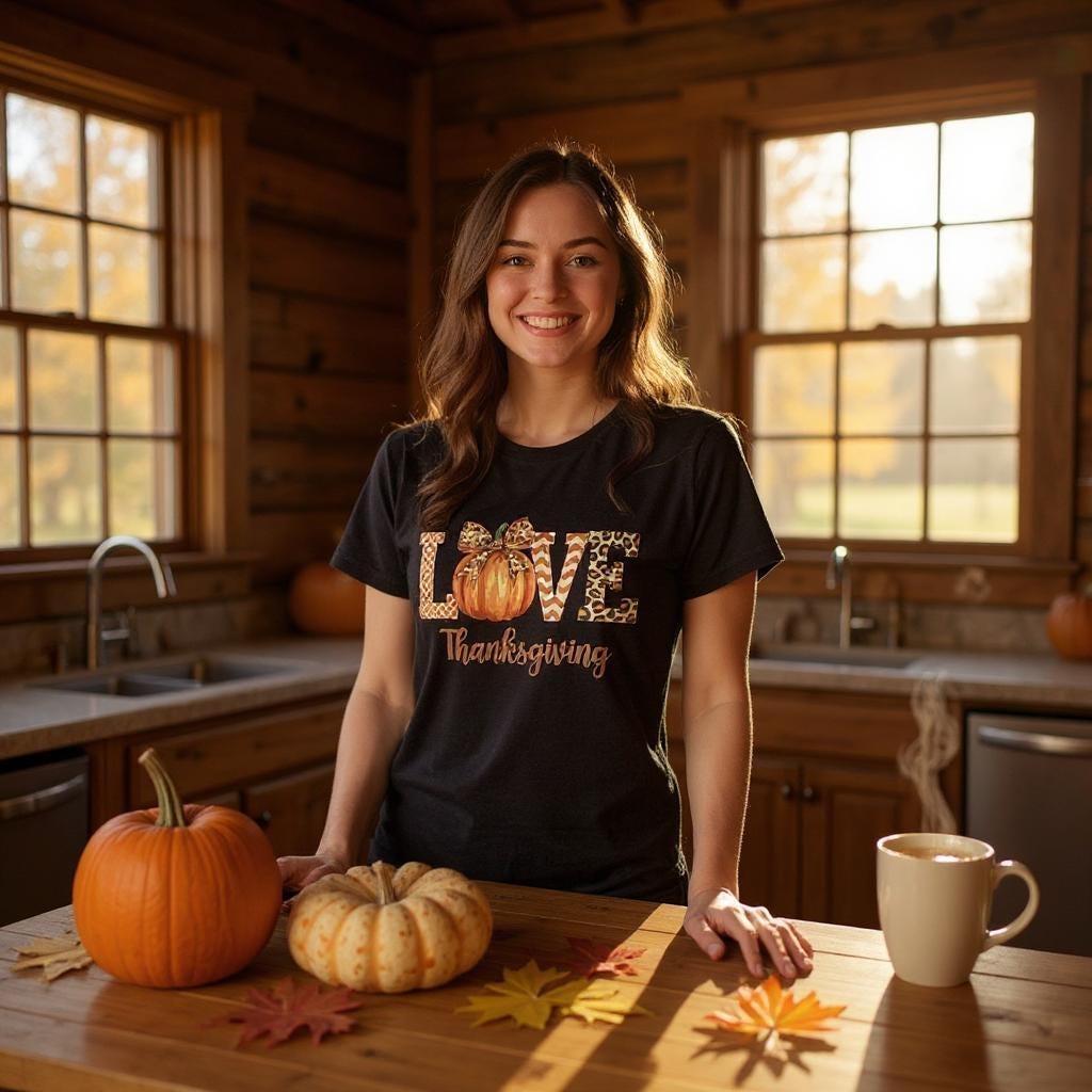 Love Thanksgiving T-Shirt: Black Cotton Holiday Tee