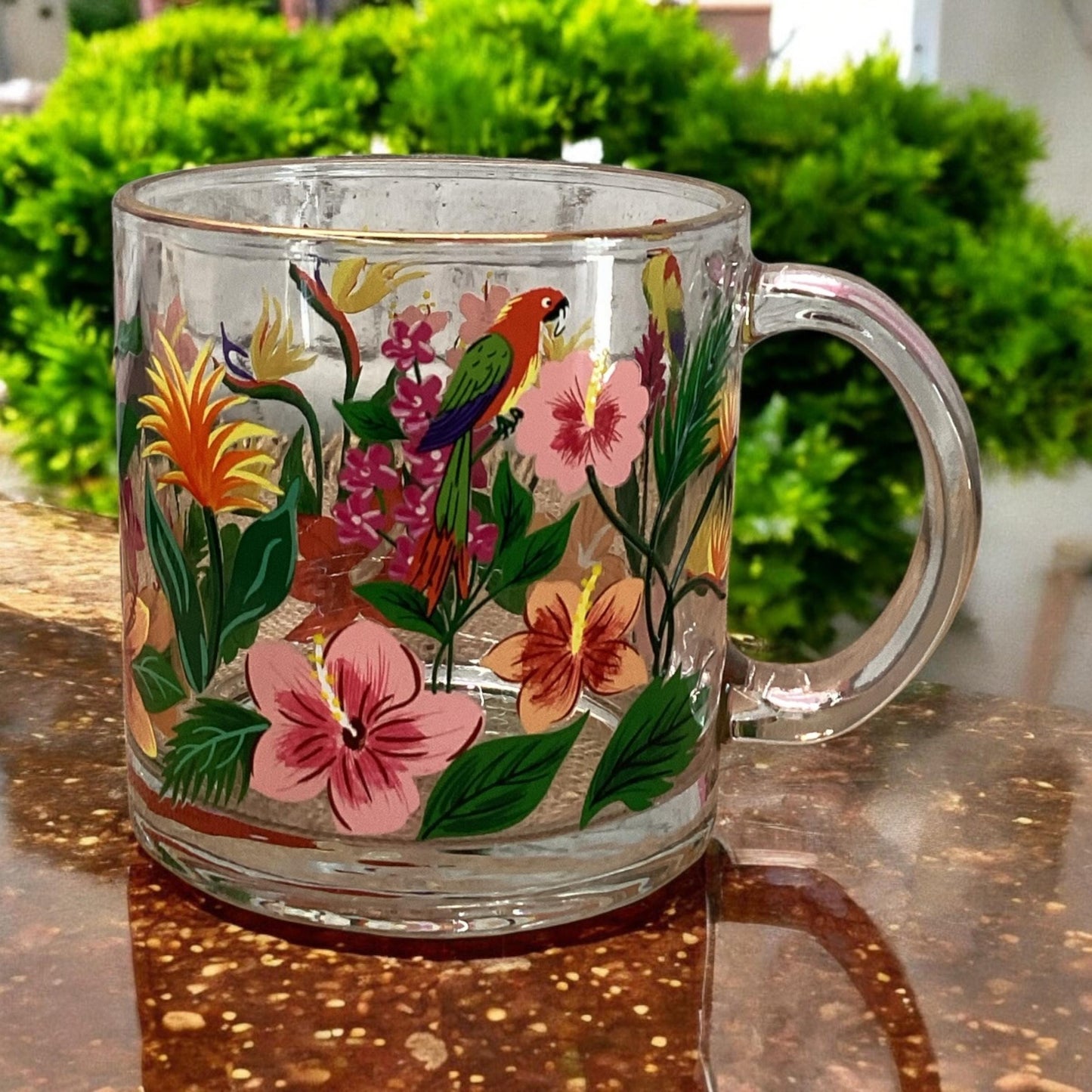 Hand Painted Clear Glass Mug: 20 oz Acrylic Art