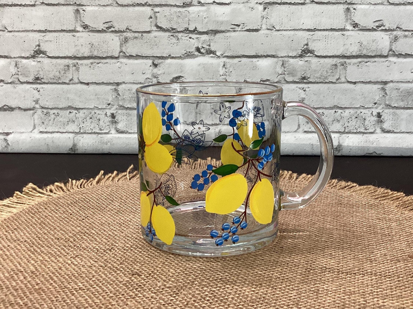 Hand Painted Clear Glass Mug: 20 oz Acrylic Art