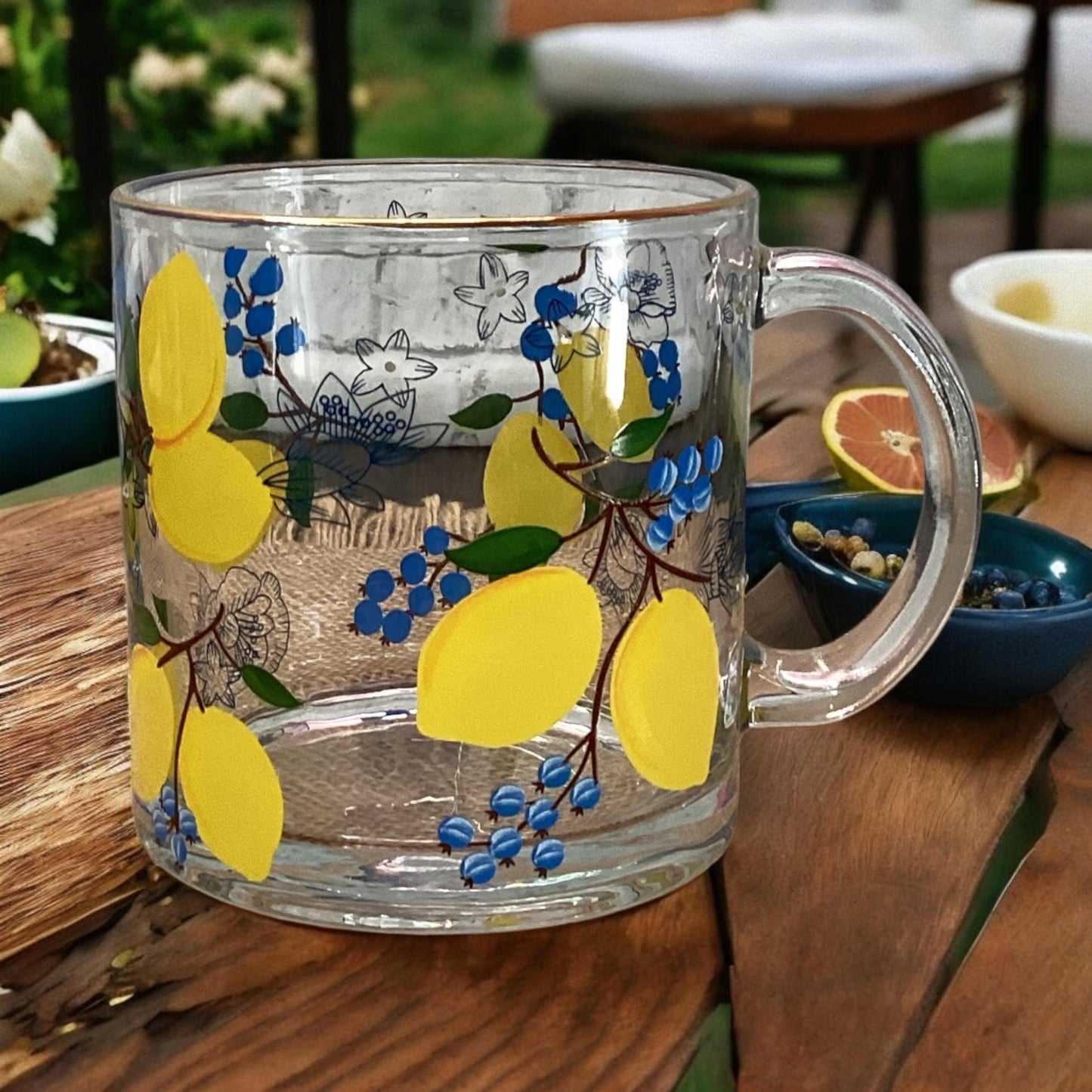 Hand Painted Clear Glass Mug: 20 oz Acrylic Art