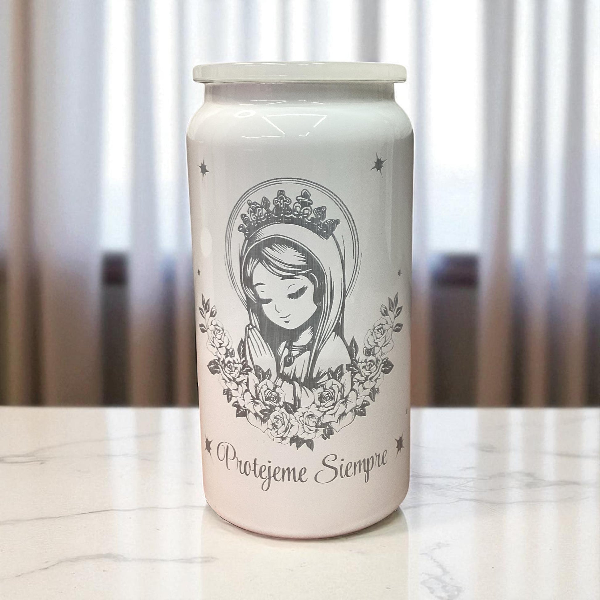 Virgencita Protégeme Siempre Laser Engraved Stainless Steel Tumbler - 16oz