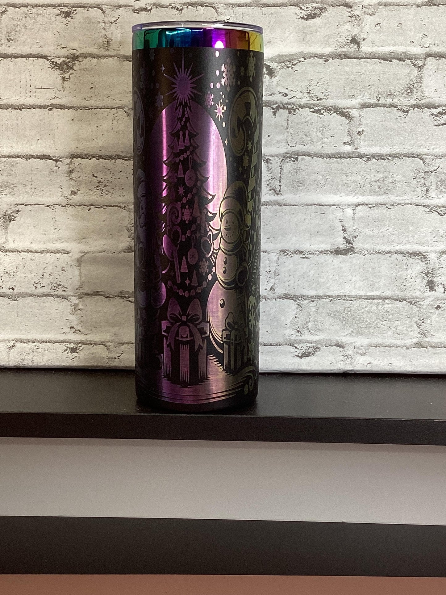 20oz Christmas Rainbow Laser Engraved Tumbler