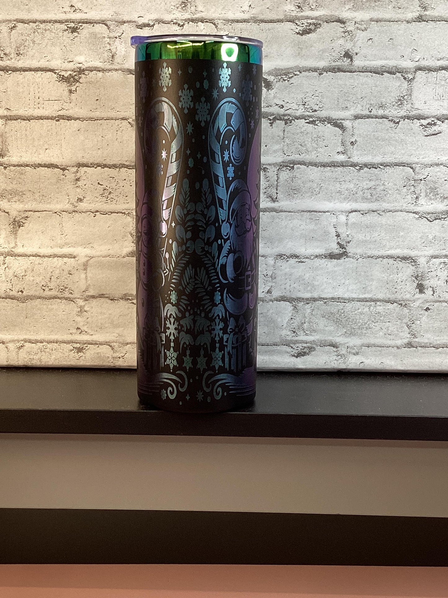 20oz Christmas Rainbow Laser Engraved Tumbler