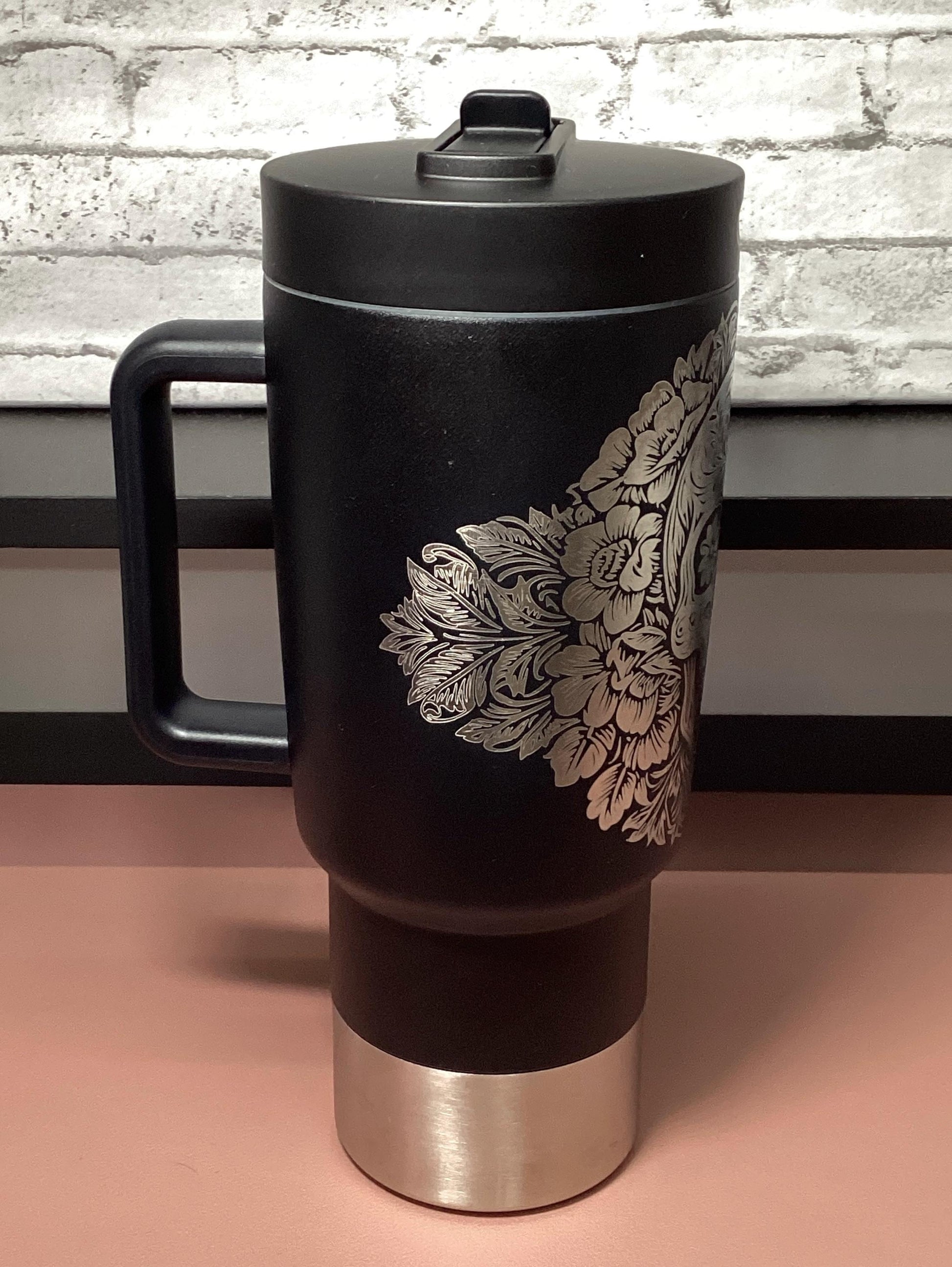 Fifty Fifty 30oz Mug - Laser Engraved Tumbler with Skull design