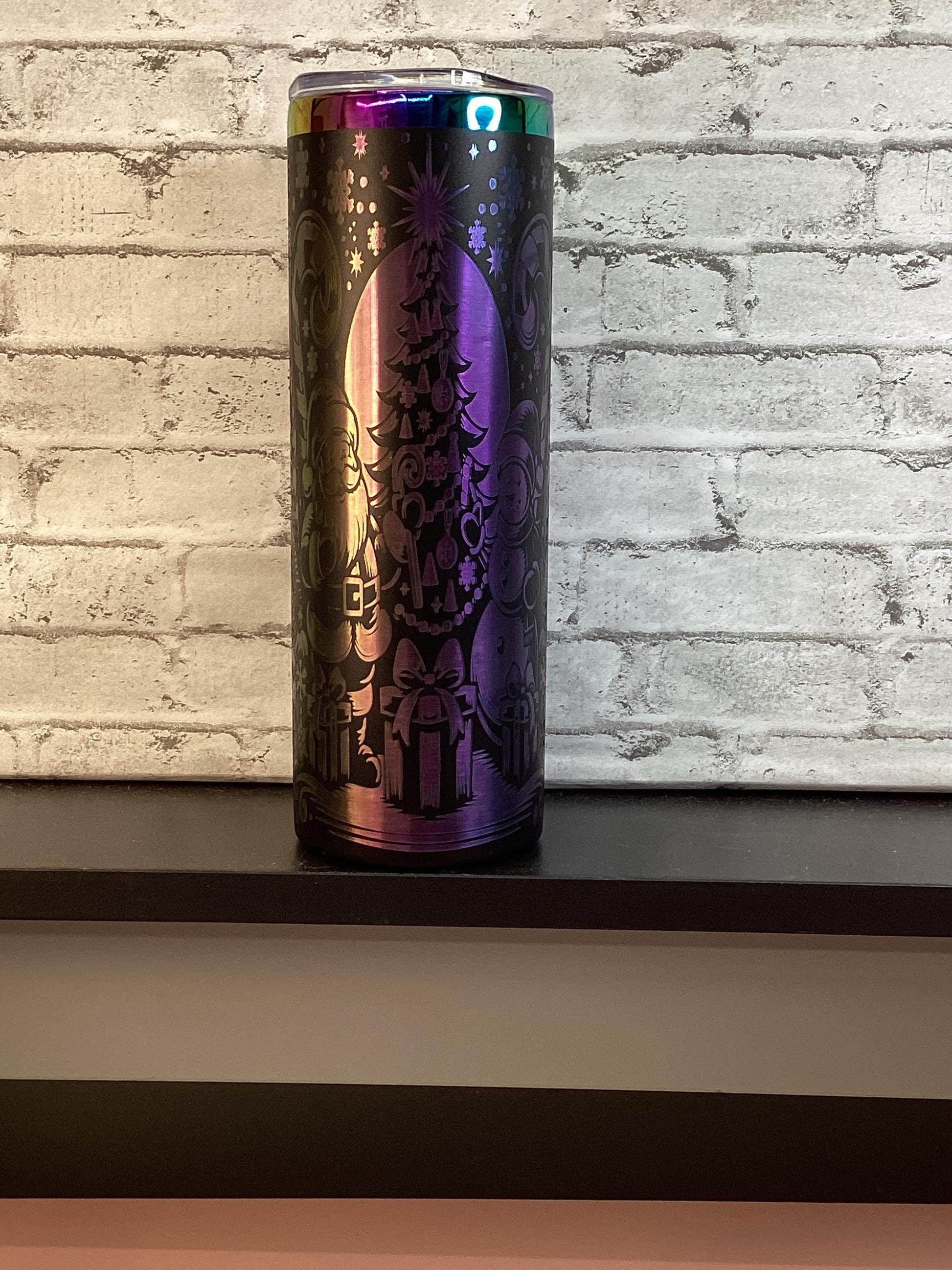 20oz Christmas Rainbow Laser Engraved Tumbler