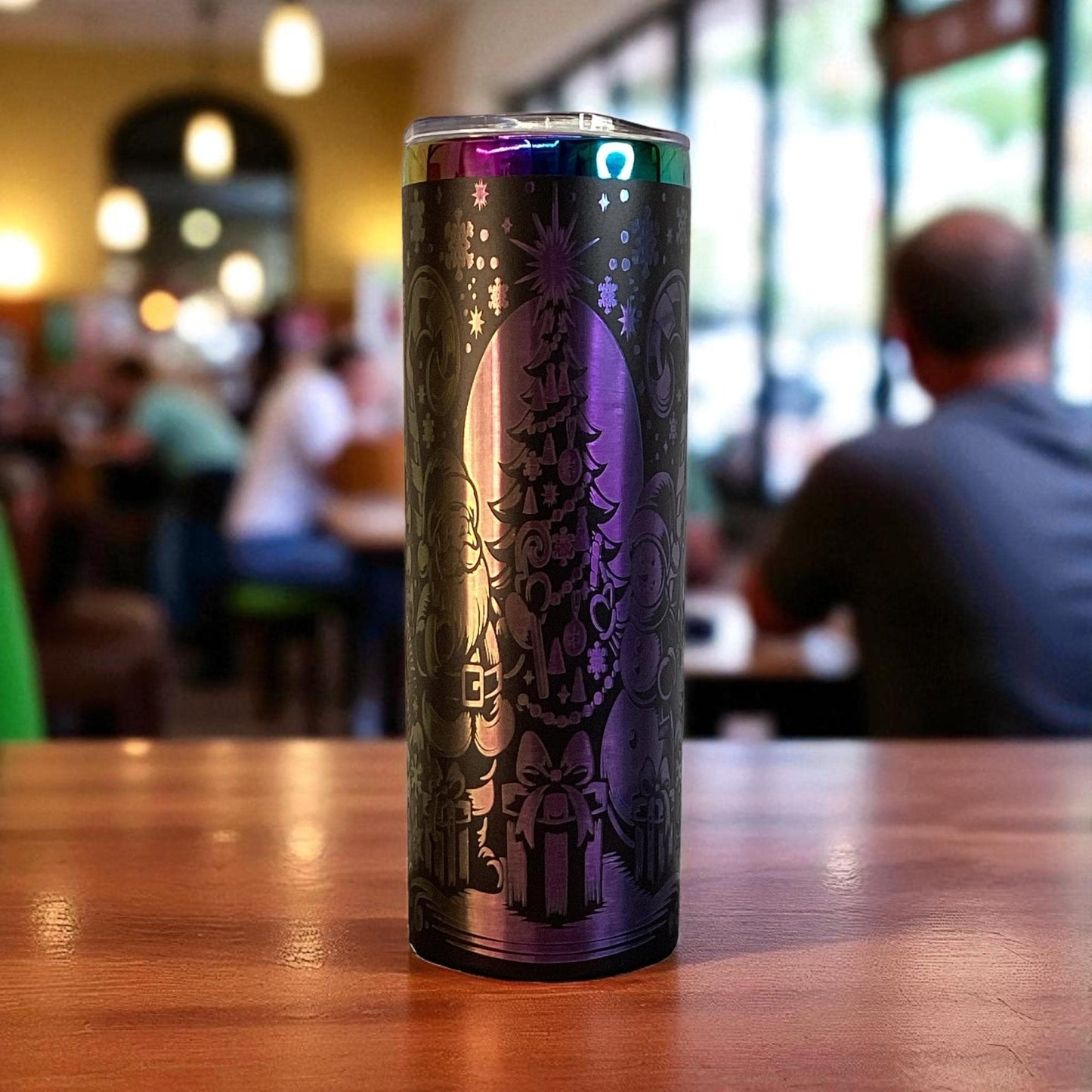 20oz Christmas Rainbow Laser Engraved Tumbler