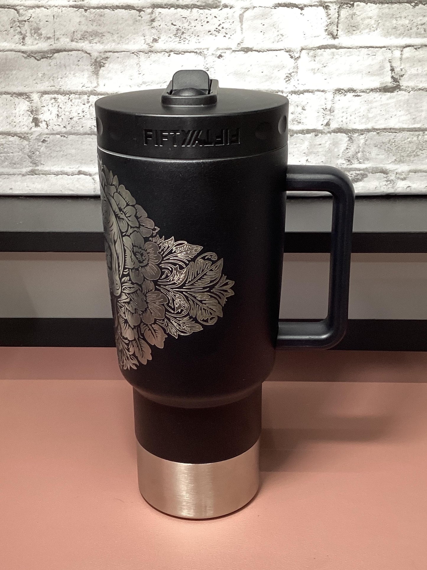 Fifty Fifty 30oz Mug - Laser Engraved Tumbler with Skull design