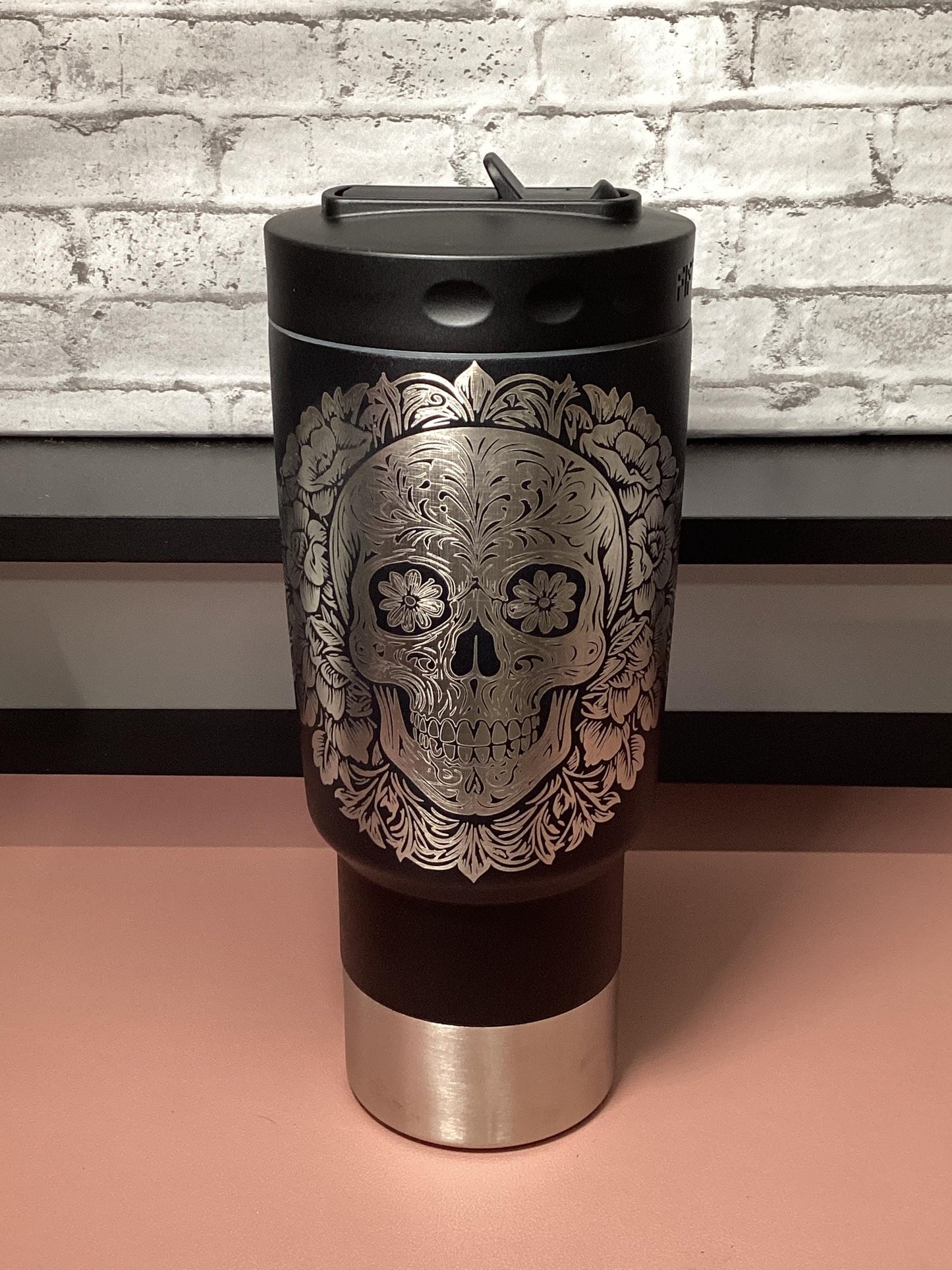 Fifty Fifty 30oz Mug - Laser Engraved Tumbler with Skull design